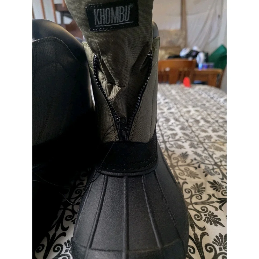 Khombu Cliff Men's Brown Cushioned Winter Boot Warm Lining, Zipper Closure Sz 12